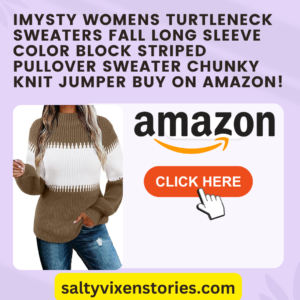 Imysty Womens Turtleneck Sweaters Fall Long Sleeve Color Block Striped Pullover Sweater Chunky Knit Jumper Buy on Amazon click