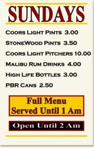 drink specials sunday