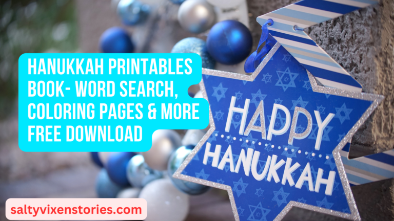 Hanukkah Printables Book- Word Search,Coloring Pages & More FREE Download