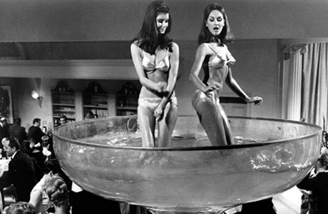 bikini dancers in a glass