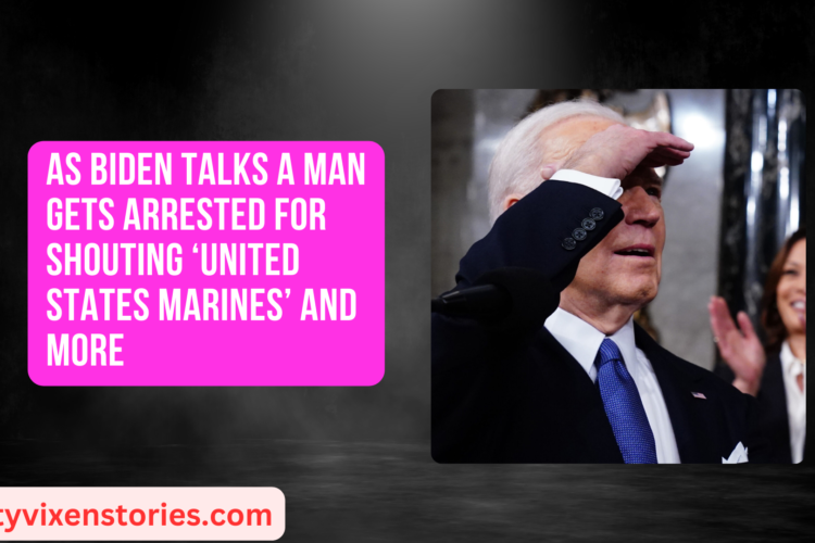 As Biden Talks A Man Gets Arrested For Shouting ‘United States Marines and More