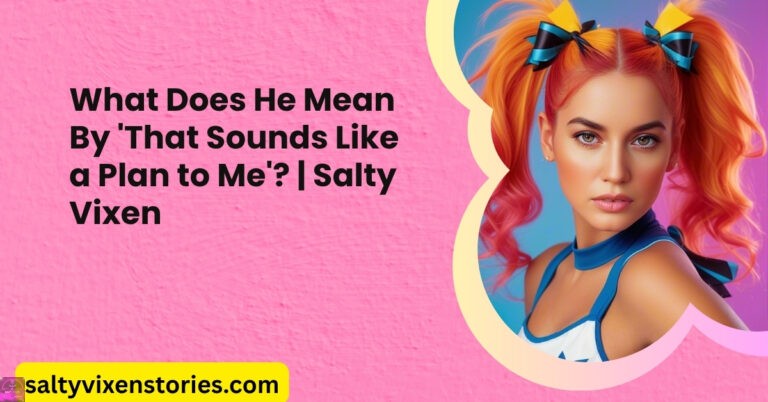 What Does He Mean By ‘That Sounds Like a Plan to Me’? | Salty Vixen