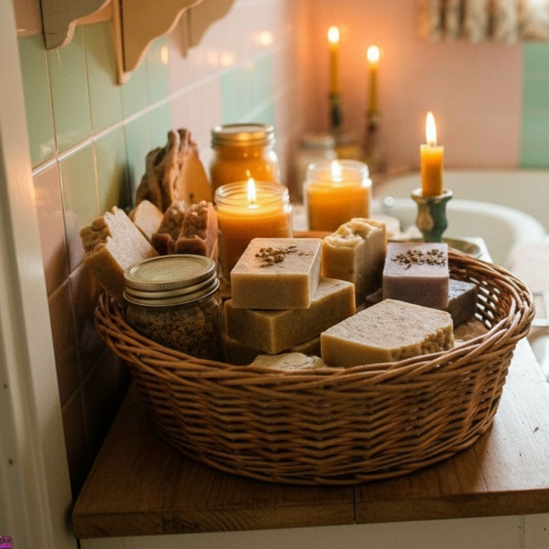 Beautiful handmade candles and artisan soaps display