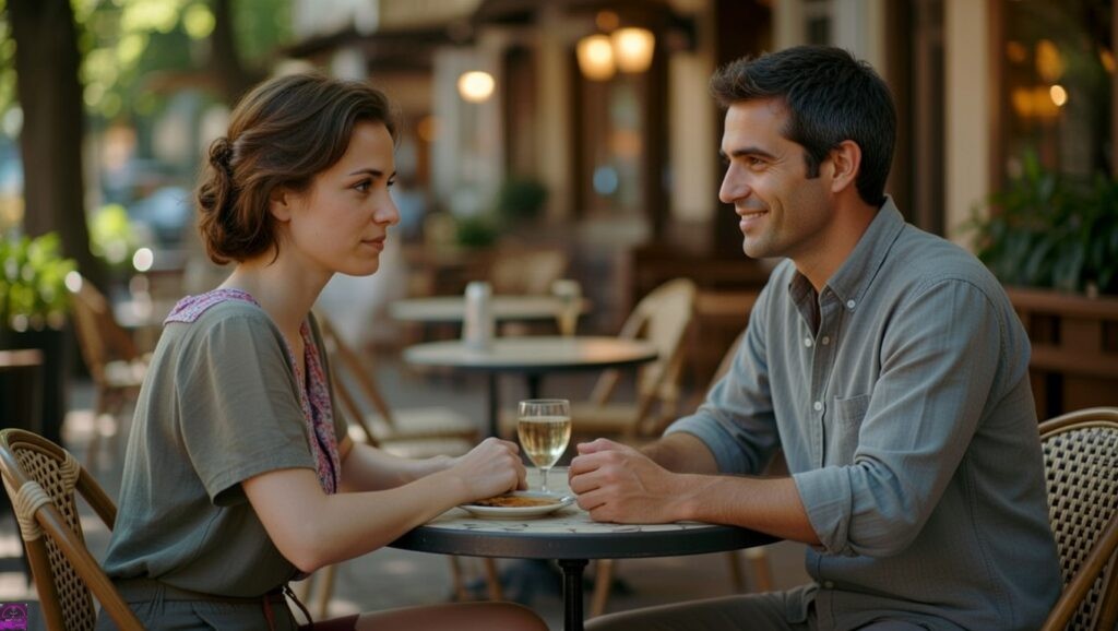 man and woman on date