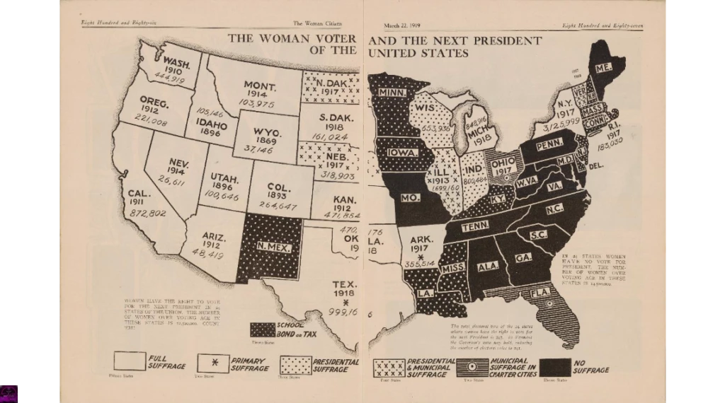 woman voter of the USA map