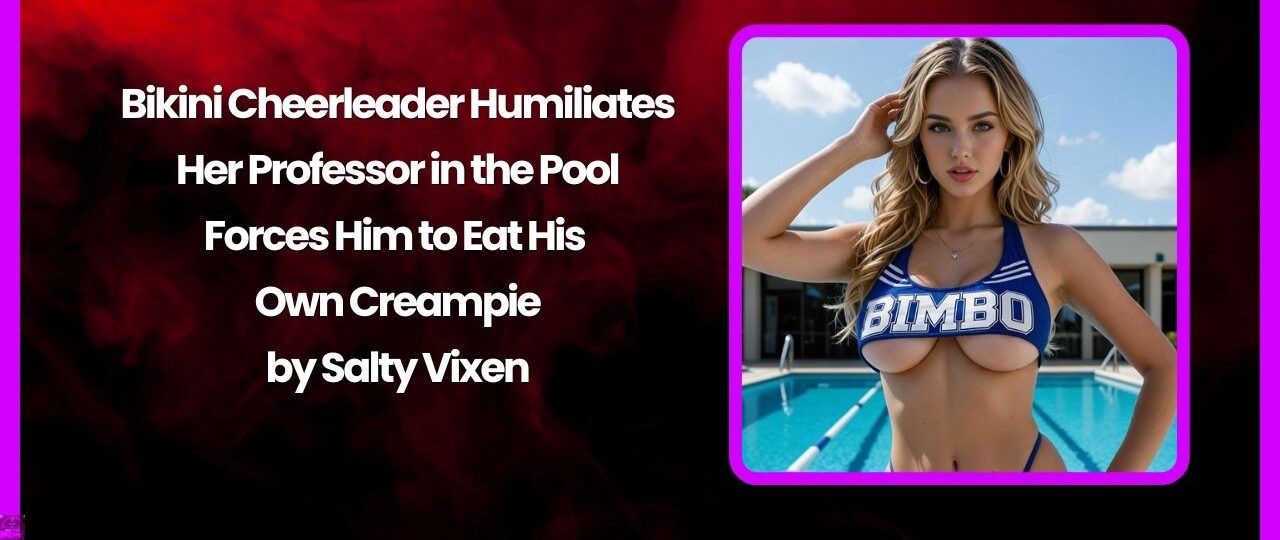 Bikini Cheerleader Humiliates Her Professor in the Pool – Forces Him to Eat His Own Creampie 1 Bikini Cheerleader Humiliates Her Professor in the Pool – Forces Him to Eat His Own Creampie